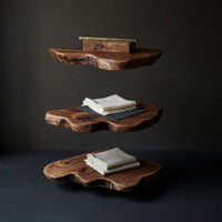 Solid Wood Natural Wood Floating Shelves Handcrafted Live Edge Corner Shelf, view 4