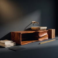 Solid Wood Bathroom Vanity Sculptural Modern, view 4