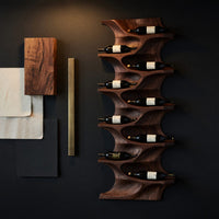 Solid Wood Wine Rack Natural Dining Room Wall Display, view 4