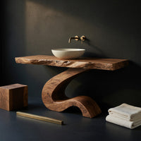Solid Wood Bathroom Vanity Luxury With Organic S Curve Support, view 4