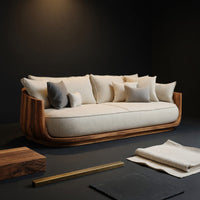 Solid Wood Sofa With Flowing Rounded Edges Home, view 4
