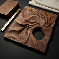 Spiral Vortex Carved Walnut Wall Relief Panel, view 4 — view 4