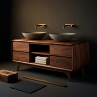 Solid Wood Bathroom Vanity With Drawers Both Sides, view 4
