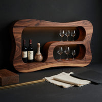 Solid Wood Wine Rack Mid Century Wall Mounted Shelf Entertaining Space, view 4