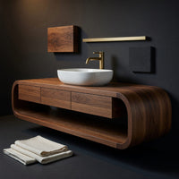 Solid Wood Bathroom Vanity Wall Mounted With Drawers, view 4