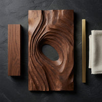 Deep-Relief Spiral Wall Panel in Walnut, Made to Order, view 4 — view 4