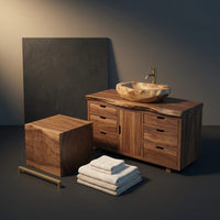 Solid Wood Bathroom Vanity Farmhouse Floating Storage, view 4