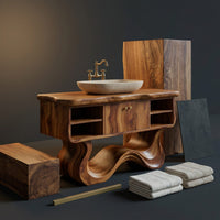Solid Wood Bathroom Vanity With Open Shelf Spa, view 4