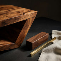 Foldline Coffee Table, Angular Solid Wood Sculpture, view 4