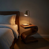 Solid Wood Nightstand Artistic With Undulating Shape Bedroom, view 5