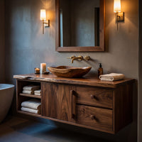 Solid Wood Bathroom Vanity Mid Century Floating Luxury, view 5
