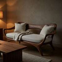 Solid Wood Sofa Statement With Curved Backrest Living, view 5