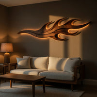 Nightcurl Walnut Wall Art with Hooked Flame Tips, view 5 — view 5