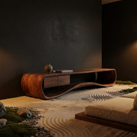 Slow Water in Walnut: A Low Curving Media Console, view 5