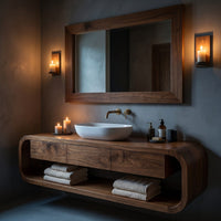 Solid Wood Bathroom Vanity Wall Mounted Modern, view 5