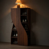 Solid Wood Bar Cabinet Curved Sculptural Doors Kitchen Living Room, view 5