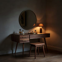 Solid Wood Dressing Table Mid Century Modern Vanity Desk With Drawers, view 5