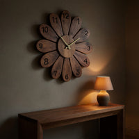Solid Wood Clock Artisan Wall Contemporary Living Space, view 5