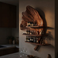 Solid Wood Wine Rack Boho Wall Stand Apartment Accent Feature, view 5