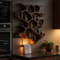 Solid Wood Spice Rack Rustic Entryway Design With Handcrafted Cabinet, view 5