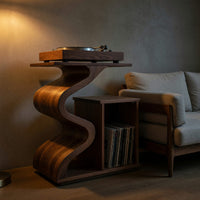 Solid Wood Record Player Stand Sculptural Turntable Audio Lounge, view 5