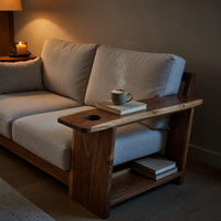 Solid Wood Sofa Arm Table Rustic Farmhouse Side Cozy Living Space, view 5
