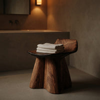 Solid Wood Teak Shower Bench Farmhouse Stool Rustic Bathroom Interiors, view 5