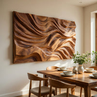 Hushfall Twin Face Wood Wall Sculpture in Deep Relief, view 5 — view 5