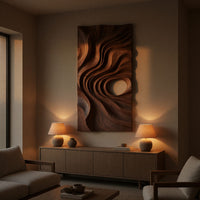 Deepcurrent Walnut Wall Art in Two Carved Panels, view 5 — view 5