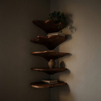 Solid Wood Corner Shelf Minimalist Leaf Bedroom Wall Decor Display, view 5