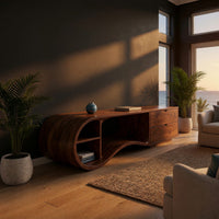 Walnut Ring, Walnut Wave, One Solid Media Console, view 5
