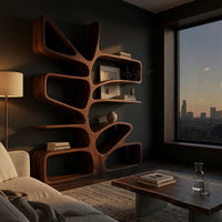 Branching Leaf-Form Bookshelf in Solid Walnut, view 5