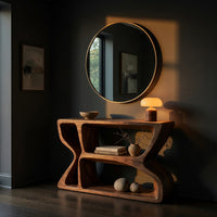 Hand-Carved Wave-Sided Console Table in Solid Walnut, view 5