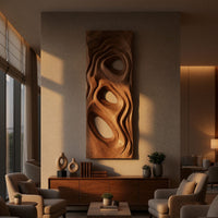 Slim Carved Wall Sculpture for a Narrow Entryway, view 5 — view 5