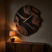 Solid Wood Clock Sculptural Wall Living Room, view 5