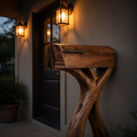 Solid Wood Mailbox Post Solid Sculpture Patio Garden Yard, view 5