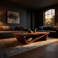 Hand-Cut Faceted Coffee Table with Folded Wood Base, view 5