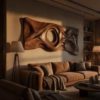 Tidal Eye Walnut Wall Sculpture Diptych Panel, view 5 — view 5