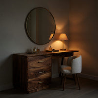 Solid Wood Dressing Table Makeup Vanity Desk Studio Apartment Beauty Space, view 5