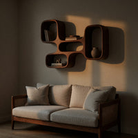 Solid Wood Wall Mounted Shelf Abstract Living Room, view 5