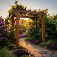 Solid Wood Pergola Rustic Garden Arbor Arch Outdoor Pathways, view 5