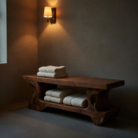 Solid Wood Teak Shower Bench Bath Bathroom Wellness Retreat, view 5