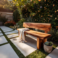 Solid Wood Outdoor Garden Bench Handcrafted Patio, view 5