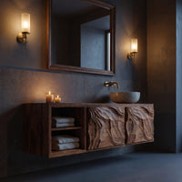 Solid Wood Bathroom Vanity Minimal Sculptural, view 5