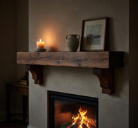 Solid Wood Floating Fireplace Mantel Rustic Shelf Living Room, II, view 5