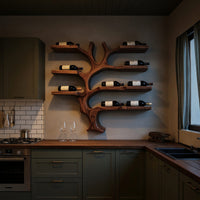 Solid Wood Wine Rack Wall Mounted Branch Holder Kitchen, view 5