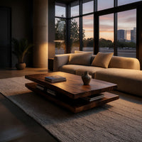 Floating Two-Tier Coffee Table with Open Storage Gap, view 5