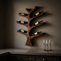 Solid Wood Wine Rack Rustic Wall Mounted Tree Branch Holder Kitchen, view 5