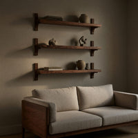 Solid Wood Natural Wood Floating Shelves Handcrafted Solid Shelf Living Room, view 5