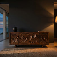 Ridgeline Walnut Media Console with Carved Peaks, view 5